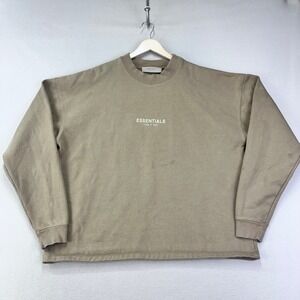 Fear‎ Of God ESSENTIALS Crewneck Womens Small Tan Oversized Boxy Pullover Baggy